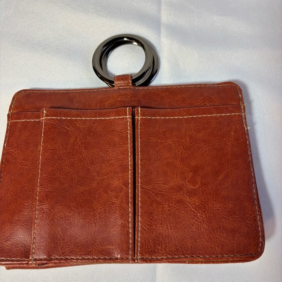 2/$30 Pouchee Brown Faux Leather Wallet Mini Organizer Bag with Key Ring - Picture 3 of 10